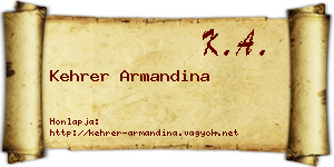 Kehrer Armandina névjegykártya